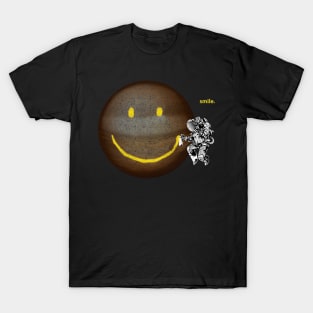 Big smiley face on the moon tagged by Spaceman T-Shirt